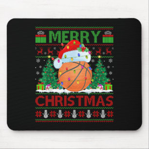 Basketbal lelijke kersttrui Srts Speler Licht Muismat