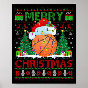 Basketbal lelijke kersttrui Srts Speler Lichten Poster