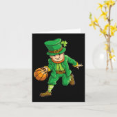 Basketbal Leprechaun St. Patrick's Dag Jongens Kin Kaart (Gele Bloem)