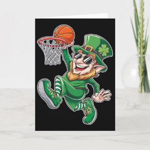 Basketbal Leprechaun St. Patrick's Day Grappig Spe Kaart