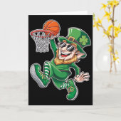 Basketbal Leprechaun St. Patrick's Day Grappig Spe Kaart (Gele Bloem)