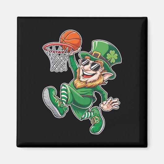 Basketbal Leprechaun St. Patrick's Day Grappig Spe Magneet (Voorkant)