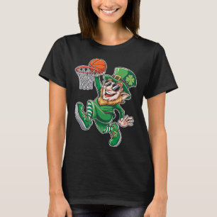 Basketbal Leprechaun St. Patrick's Day Grappig Spe T-shirt