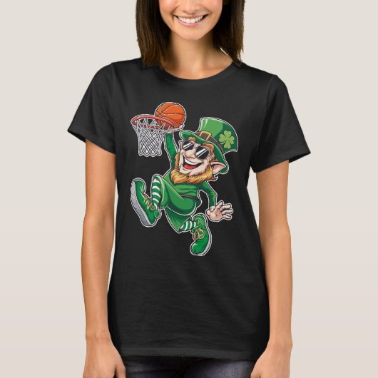 Basketbal Leprechaun St. Patrick's Day Grappig Spe T-shirt (Voorkant)