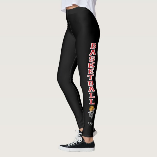 Basketbal letters in een rood en wit leggings (Links)