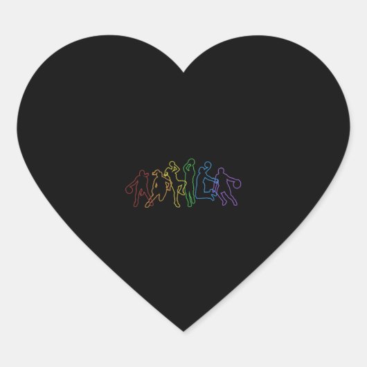 Basketbal LGBT Rainbow Lover Pro Speler Hart Sticker (Voorkant)