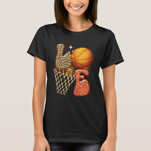Basketbal LIEFDE Baller Meisje Leopard Print Sunfl T-shirt (Voorkant)