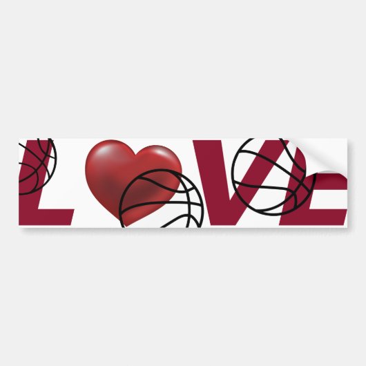 Basketbal liefde bumper en ijsborst sticker (Voorkant)