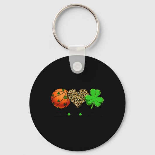 Basketbal Liefde Saint Patrick's Day Shamrock Krui Sleutelhanger (Voorkant)