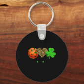 Basketbal Liefde Saint Patrick's Day Shamrock Krui Sleutelhanger (Voorkant)
