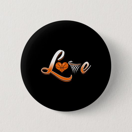 Basketbal Liefde Shirt Ronde Button 5,7 Cm (Voorkant)