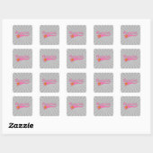 basketbal logo roze vrouwen meisjes vierkante sticker (Vel)