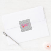 basketbal logo roze vrouwen meisjes vierkante sticker (Envelop)