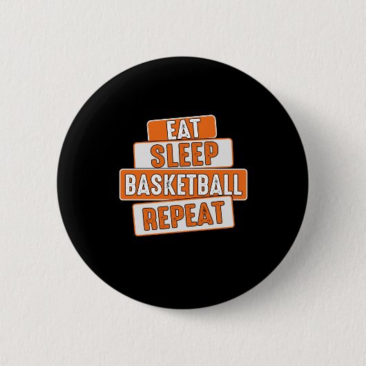 Basketbal Lover Eet Slaap Basketbal Herhaal Ronde Button 5,7 Cm (Voorkant)