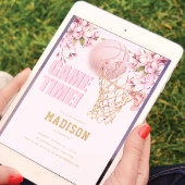 Basketbal luxe meisje verjaardag roze goud kaart