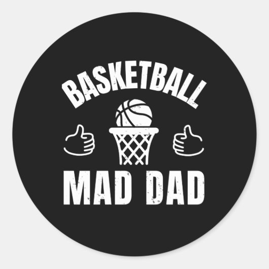 Basketbal Mad Dad Ronde Sticker (Voorkant)