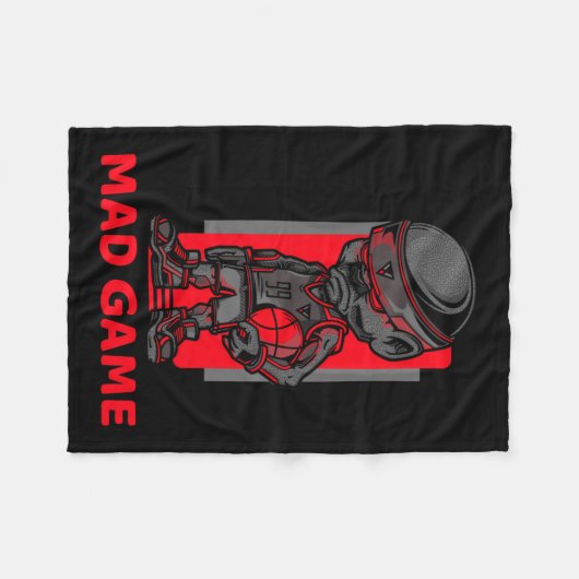 Basketbal Mad spel rood en grijs Fleece Deken (Voorkant (Horizontaal))