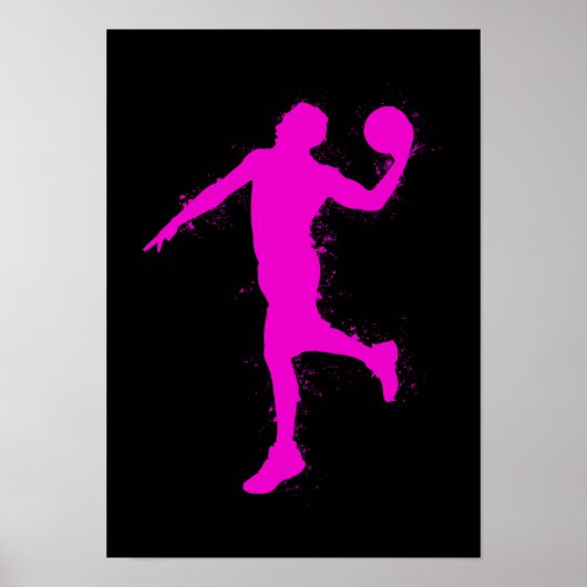 Basketbal Magenta Speler - Abstracte Aquarel Poster (Voorkant)