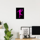 Basketbal Magenta Speler - Abstracte Aquarel Poster (Thuiskantoor)