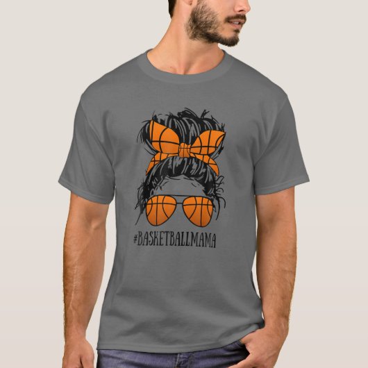 Basketbal Mam Life Messy Bun Hair Glasses T-shirt (Voorkant)