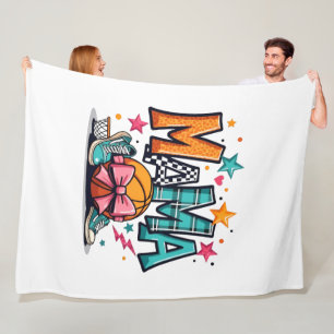 Basketbal Mama Luipaardprint Sportieve Moederdag Fleece Deken