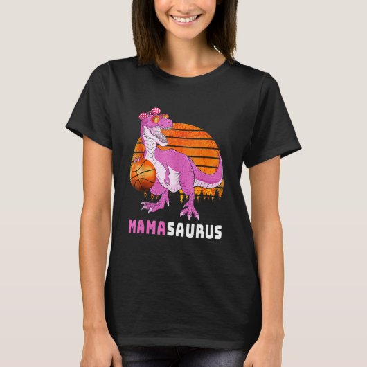 Basketbal Mamasaurus Dinosaur Moederdag Love M T-shirt (Voorkant)
