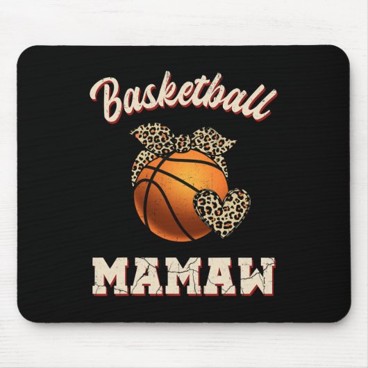 Basketbal Mamaw Bandana Leopard hart fans moeder Muismat (Voorkant)