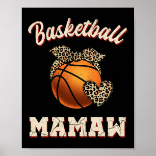 Basketbal Mamaw Bandana Leopard hart fans moeder Poster