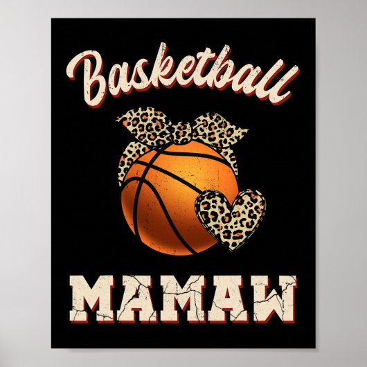 Basketbal Mamaw Bandana Leopard hart fans moeder Poster (Voorkant)