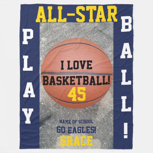 Basketbal Marine Team Gepersonaliseerde Fleece Dek (Voorkant)