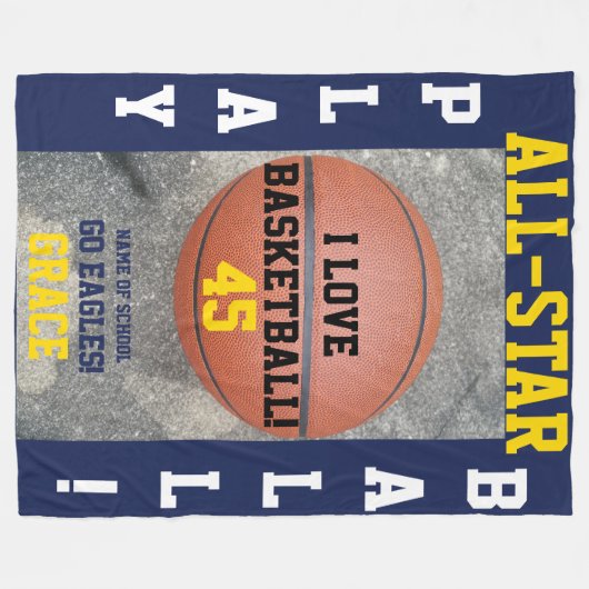 Basketbal Marine Team Gepersonaliseerde Fleece Dek (Voorkant (Horizontaal))