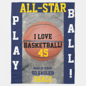 Basketbal Marine Team Gepersonaliseerde Fleece Dek Deken (Voorkant)