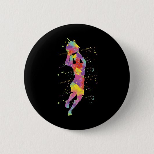 Basketbal Meisje 2 Ronde Button 5,7 Cm (Voorkant)