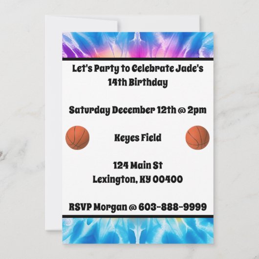 Basketbal Meisje Custom Stropdas-Dye Regenboog Ver Kaart (Achterkant)