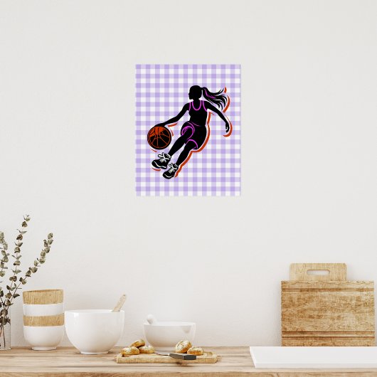 Basketbal Meisje Dribbling Poster (Keuken)