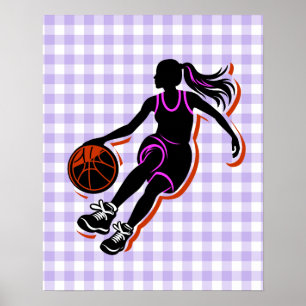 Basketbal Meisje Dribbling Poster