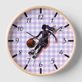 Basketbal Meisje Dribbling Wall Clock (Voorkant)