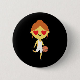 Basketbal Meisje Emoji Ronde Button 5,7 Cm