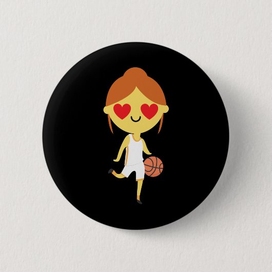Basketbal Meisje Emoji Ronde Button 5,7 Cm (Voorkant)