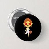 Basketbal Meisje Emoji Ronde Button 5,7 Cm (Voorkant /achterkant)