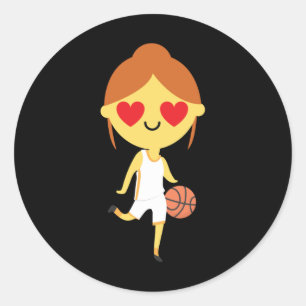 Basketbal Meisje Emoji Ronde Sticker