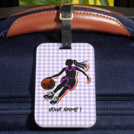 Basketbal Meisje Gepersonaliseerd Bagagelabel