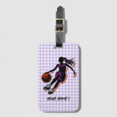 Basketbal Meisje Gepersonaliseerd Bagagelabel (Voorkant (verticaal))