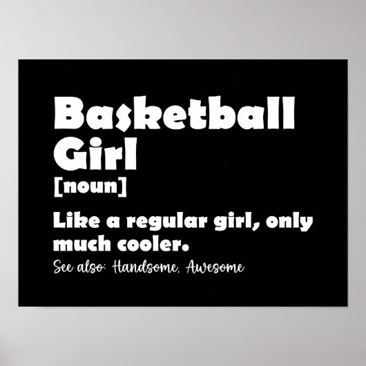 Basketbal Meisje Grappig Woordenboek Definitie Poster (Voorkant)