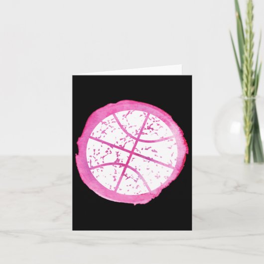 Basketbal Meisje Roze Waterverf Kaart (Voorkant)