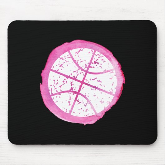 Basketbal Meisje Roze Waterverf Muismat (Voorkant)