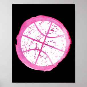 Basketbal Meisje Roze Waterverf Poster