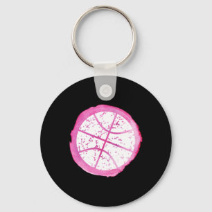 Basketbal Meisje Roze Waterverf Sleutelhanger
