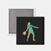 Basketbal Meisje Spelen Magneet (Voorkant / Achterkant)