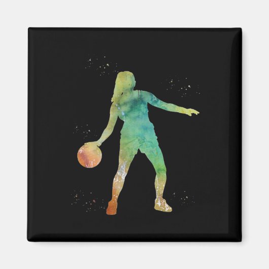 Basketbal Meisje Spelen Magneet (Voorkant)